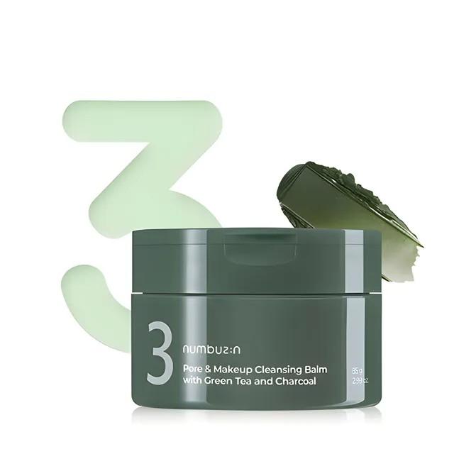 Numbuzin - No.3 Pore & Makeup Cleansing Balm with Green Tea & Charcoal 85g 1